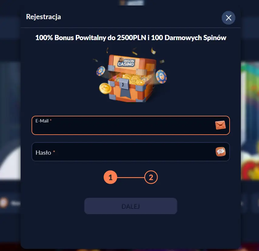 BisonCasino-Rejestracja